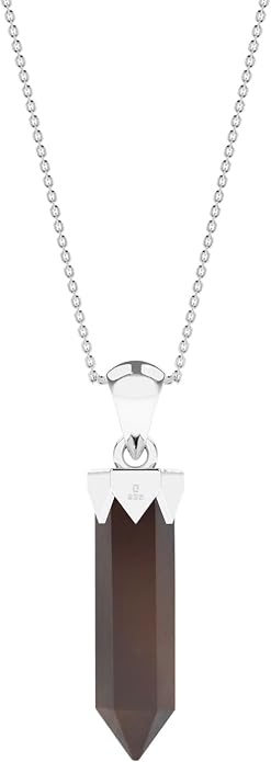 Hexagonal Shape Natural Gemstone Pendant Necklace for Women, Birthstone Jewelry Gifts for Her Birthday, Anniversary, Graduation (15x3.5mm, Bezel-Set)