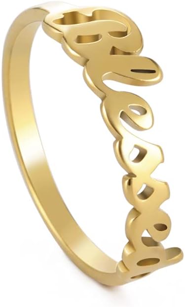 LIKGREAT Faith Strength Engraving Blessed Ring Thin Finger Ring Inspirational Pray Religious Ring for Women