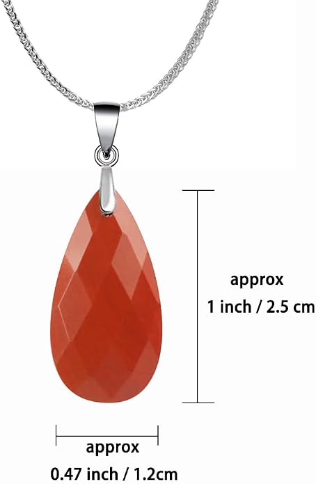 iSTONE 925 Sterling Silver Natural Crytral for Womens Pendant Necklace, Gemstone Birthstone with 17.8" Silver Chain Ladies