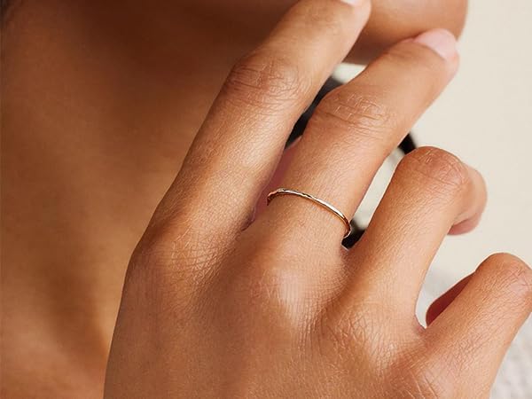 4 Pcs 14k Gold Filled Rings for Women Non Tarnish Wedding Bands Stacking Rings for Women Titanium Steel CZ Simulated Diamond Knuckle Ring Set