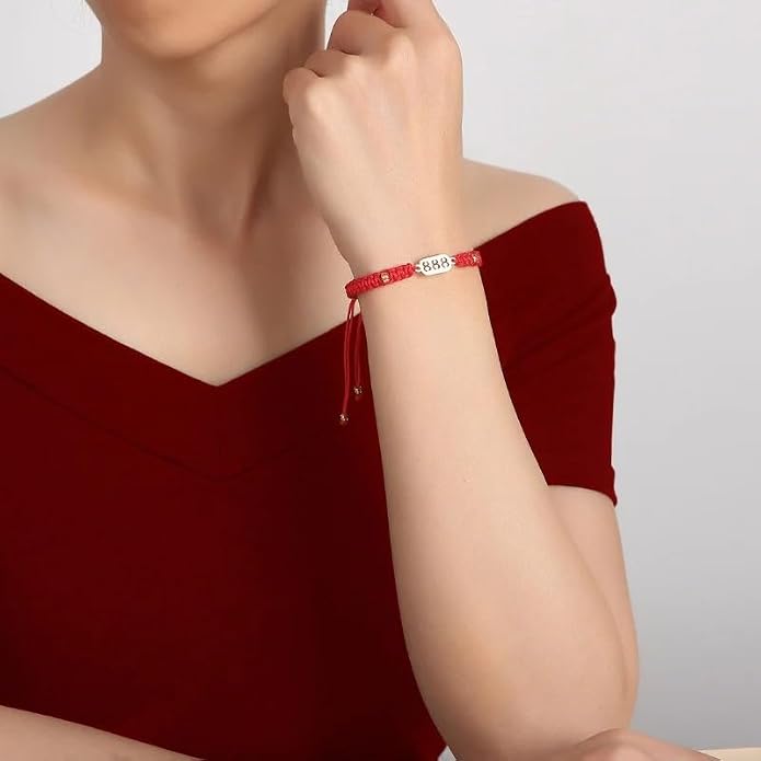 Buddha & Karma Red String Bracelet 888 - Adjustable Ankle Bracelet for Adult Women & Men - Woven Bracelet for Protection & Luck