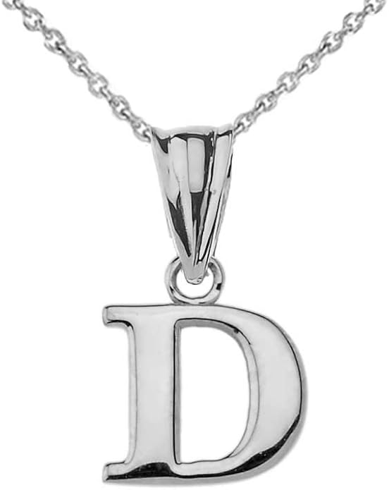 Claddagh Gold .925 Sterling Silver Initial Pendant Charm – Personalized Alphabet Letter Jewelry in 0.80mm or 0.55mm Block Font