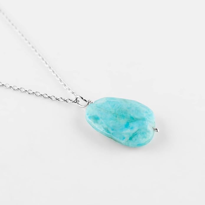 Raw Gemstone Dainty Pendant Necklace for Women, Trendy Healing Chakra Crystal, Birthstone Handmade 925 Sterling Silver Adjustable 18 inch Chain Jewelry, Birthday Gifts