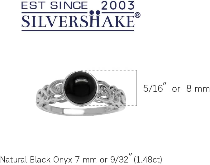 Silvershake 7MM Round Shape Gemstone White Gold Plated or Yellow Gold Plated 925 Sterling Silver Scroll/Filigree Celtic Knot Braided Solitaire Ring Jewelry for Wo