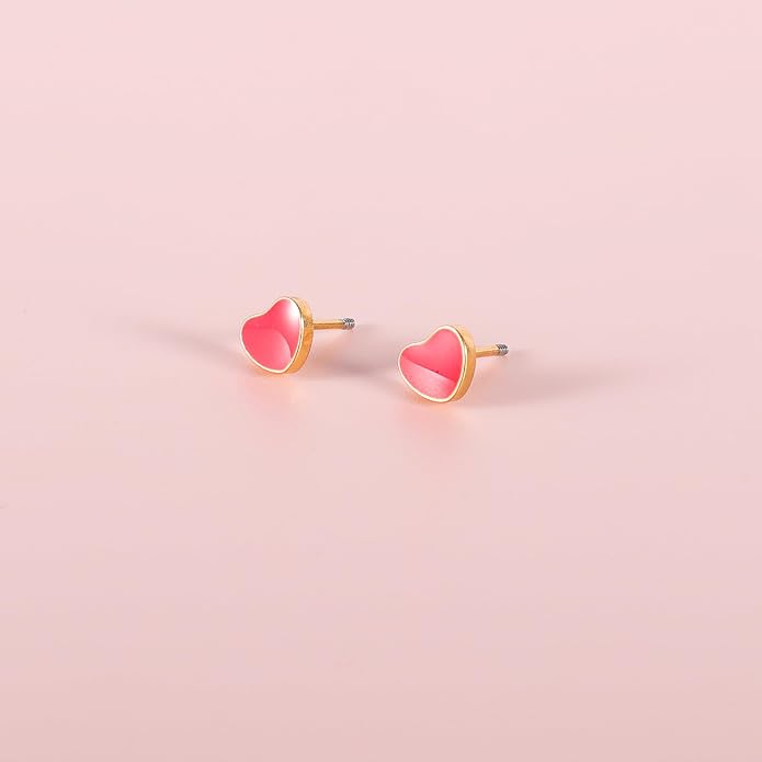 JMLOON 12 Pairs Enamel Flat Back Stud Earrings Surgical Stainless Steel Round Heart Star Square Hexagon Screw Back Stud Earrings