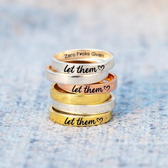 Let Them Zero Fcks Given Mantra Rings for Women, Inspirational Stainless Steel Engraving Stackable Ring Self Worth Motivation Circle Rings, Personality Friendship Gift Jewelry for Women