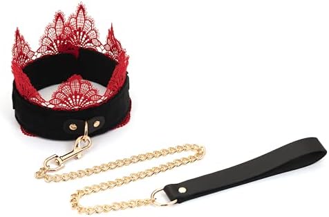 SMspade Leather Choker Collar Black Lace Chokers Set for Men Women Girls