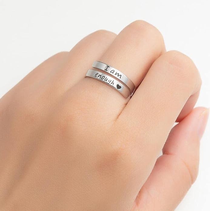 Yocoyee You are My Sunshine Finger Ring Engraved Inspirational Open Adjustable I am Enough Stars Statement Rings Gifts