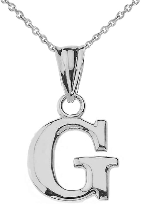 Claddagh Gold .925 Sterling Silver Initial Pendant Charm – Personalized Alphabet Letter Jewelry in 0.80mm or 0.55mm Block Font