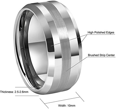 CROWNAL 6mm 8mm 10mm Silver/Gold Tungsten Carbide Wedding Band Ring Engraved I Love You Men Women Brushed Strip Beveled Edge Size 4 To 17
