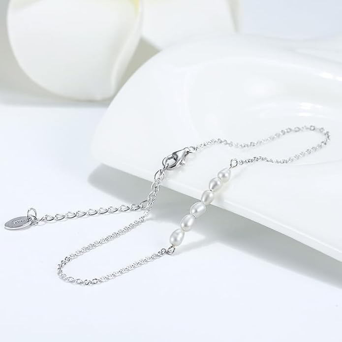 925 Sterling Silver Chain Anklets Bracelet For Women Adjustable Anklet Bracelet With Rhodium Plating For Long-Lasting Shine Silver Anklets For Women Jewelry Gift for Women