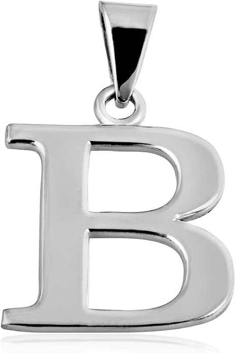 Claddagh Gold .925 Sterling Silver Initial Pendant Charm – Personalized Alphabet Letter Jewelry in 0.80mm or 0.55mm Block Font