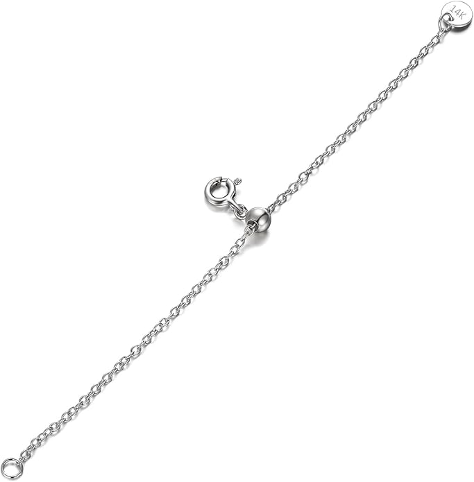 1pc 925 Sterling Silver 1.5mm Necklace Extender Chain 4inch Bracelet Anklet Single Bead Extension Adjustable Length
