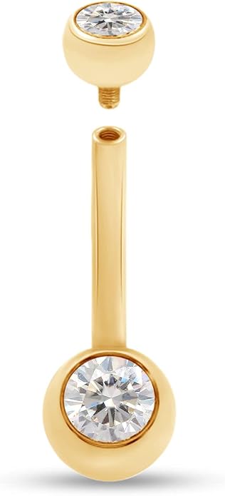 SAVEARTH DIAMONDS 1/3 Carat Round Cut Moissanite & Lab Grown Diamond Belly Button Navel Rings Body Piercing Jewelry For Women In 14K Gold Over Sterling Silver (VVS1 Clarity, 0.33 Cttw)