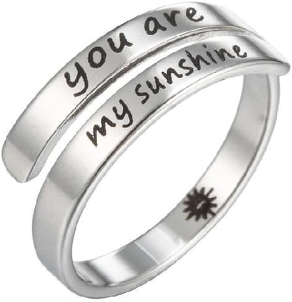 Yocoyee You are My Sunshine Finger Ring Engraved Inspirational Open Adjustable I am Enough Stars Statement Rings Gifts
