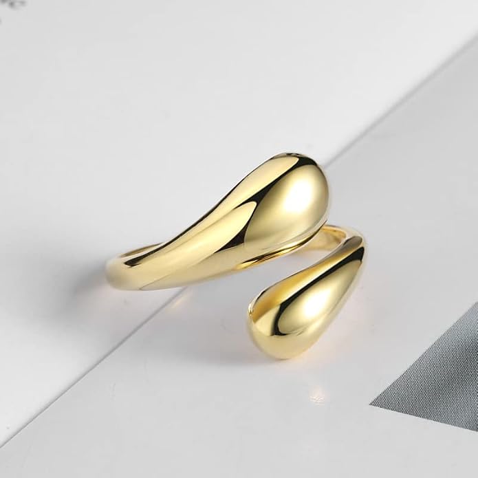 YBMYCM 3-10Pcs Dome Rings Set Chunky Gold Ring for Women Men 14k Gold Plated Thick Adjustable Statement Ring Gold/Silver