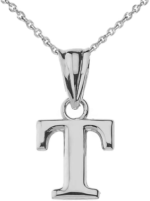 Claddagh Gold .925 Sterling Silver Initial Pendant Charm – Personalized Alphabet Letter Jewelry in 0.80mm or 0.55mm Block Font