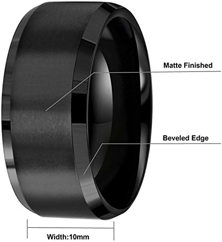 6mm 8mm 10mm Black Tungsten Wedding Band Ring Men Women Matte Finish Beveled Edges Comfort Fit Size 5 To 17