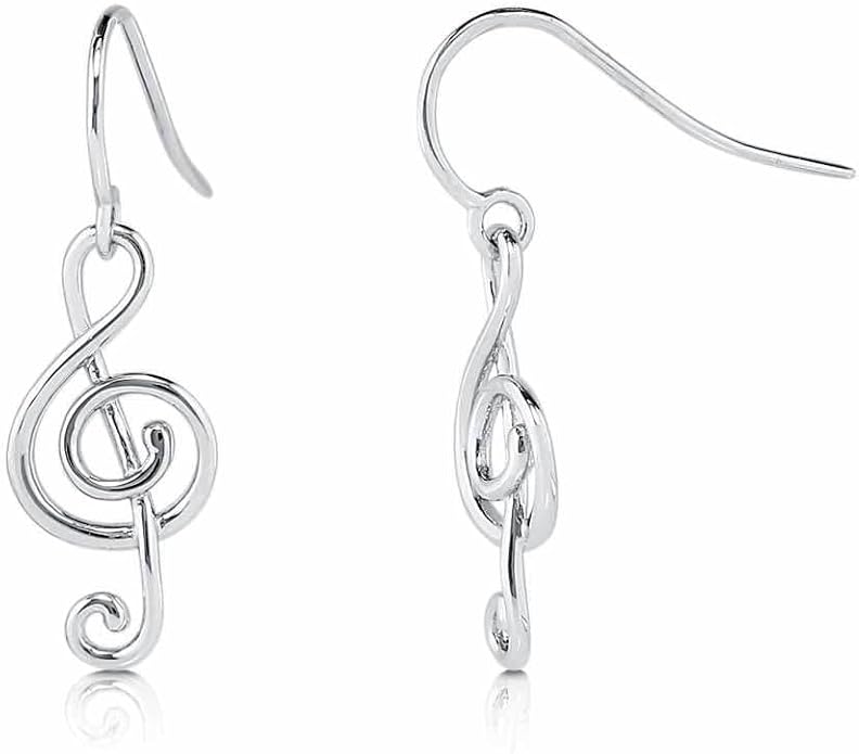 BERRICLE Sterling Silver Minimalist Dangle Earrings for Women, Gold Flashed Fish Hook/Leverback Drop Earrings - Trendy Design in Ball Bead, Bar, Teardrop, Treble Clef Music Note