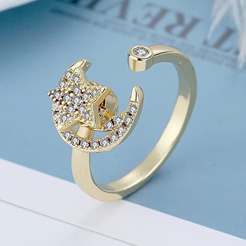 COLORFUL BLING Fidget Sunflower Evil Eye Daisy Spinner Stackable Rings Bee Butterfly Adjustable Open Rotatable CZ Cubic Zirconia Anti Stress for Women Wedding Jewelry