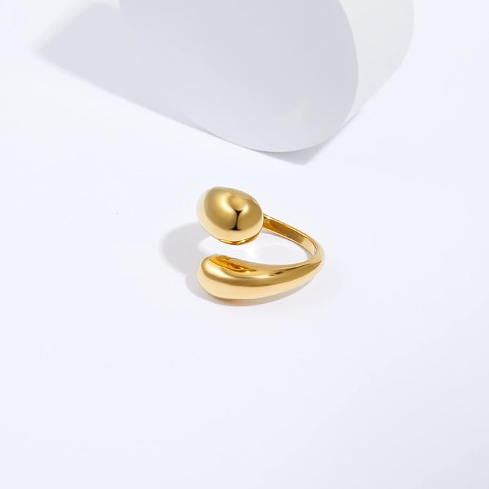Gold Silver Rings Set for Women Chunky Statement Rings ZC Dome Evil Eye Croissant ring Thick 18K Gold Plated Band Rings