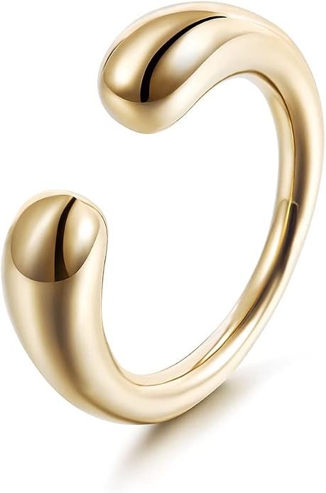 CIUNOFOR 14K Gold Plated Ring for Women Non Tarnish, Chunky Statement Stackable Rings, Bold Crossover Domed Band, Fit Size 6 to 10