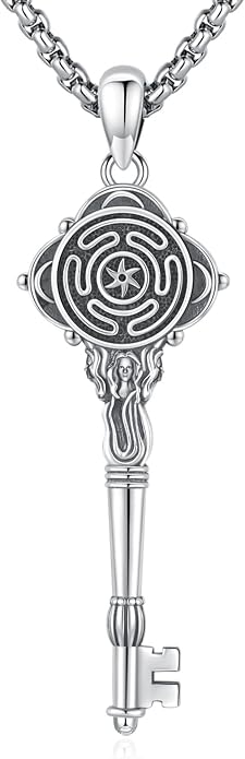 Pentagram Necklace Sterling Silver Triple Moon Goddess/Celtic Knot Witches Knot/Ankh/Sun and Moon/Hecate/Lilith/Santa Muerte/Tetragrammaton Pendant Necklace Pagan Wiccan Magic Egyptian Amulet Jewelry for Women Men
