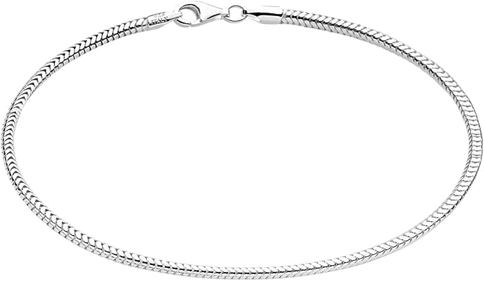 Savlano 925 Sterling Silver Solid Italian Figaro, Rope,Herringbone, Curb, Ball Bead, Snake, Mariner Chain Anklet for Women, Comes in 0.8mm - 5mm With Gift Box