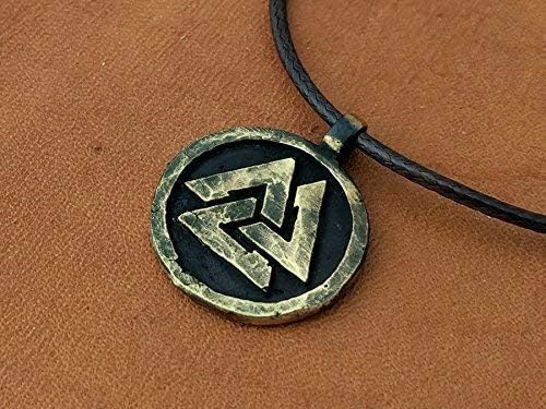 Baldur Jewelry - Valknut Viking Necklace for Men Women - Celtic Viking Norse Jewelry for Men Amulet Pendant Necklace - Brass Valknut Pendant - Jewelry Triangle - Valknut Odin Amulet - Viking Gifts