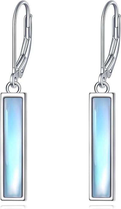 CRMAD Abalone Shell Bar Earrings for Women Sterling Silver Leverback Earrings Abalone Jewelry Gift