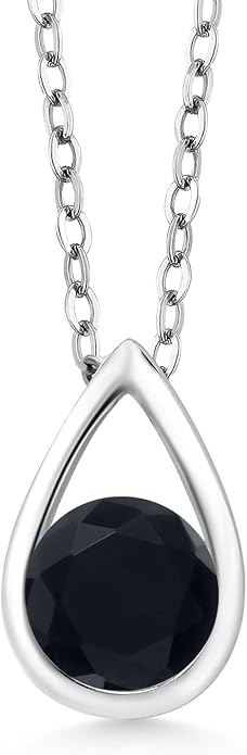 Gem Stone King Teardrop Pendant Necklace For Women | 5MM Round Gemstone Birthstone | 925 Sterling Silver | With 18 Inch Silver Chain | Fine Jewelry Gift for Her Mom Women Wife
