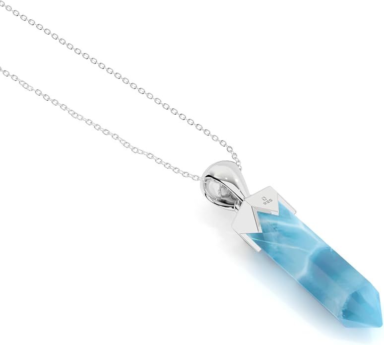 Hexagonal Shape Natural Gemstone Pendant Necklace for Women, Birthstone Jewelry Gifts for Her Birthday, Anniversary, Graduation (15x3.5mm, Bezel-Set)