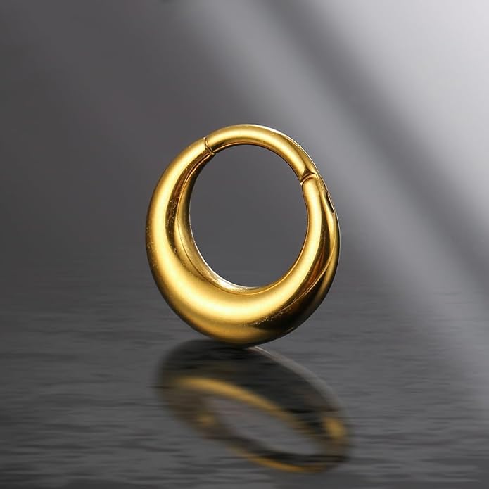 MOQIKAKA16G 8mm Septum Rings - Stainless Steel Segment Nose Rings for Women Men - Hinged Segment Nose Helix Cartilage Clicker Hoop Earrings for Daith Rook Tragus Piercing