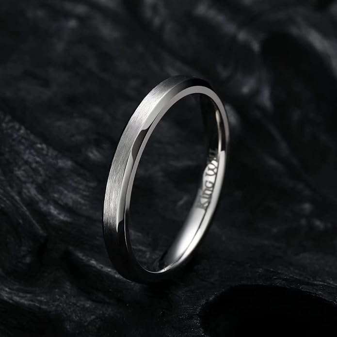 King Will Titanium Wedding Band for Men Women- 3-10mm Width Black/Sliver/Gold High Purity Titanium Promise Wedding Ring Comfort Fit for Daily Wear Size 6-14