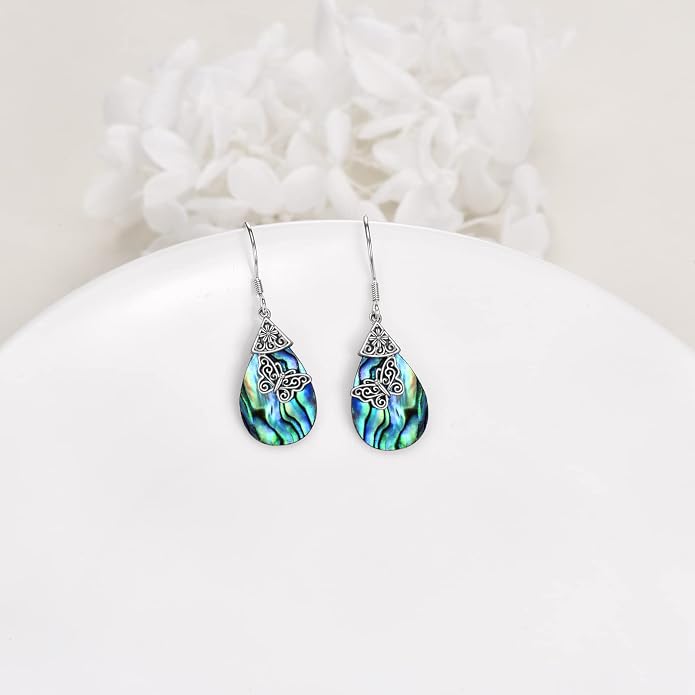 POPLYKE 925 Sterling Silver Tree of Life Dangle Earrings for Women Fashion Abalone Shell Jewelry Gifts for Mom Sister Friend Birthday