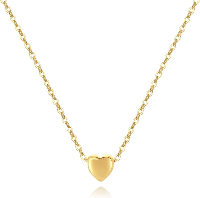 Delicate Tiny Gold Heart Choker Necklace,Dainty Cute Simple Heart Pendant Necklaces for Women