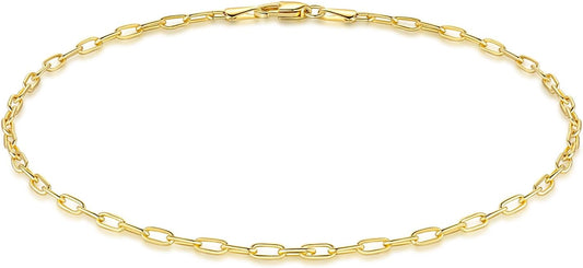 ERIN MARIE Gold Anklets for Women 14K Gold Ankle Bracelets for Women Paperclip Anklets for Womens Simple Beach Jewelry Paperclip Chain Ankle Bracelet 9/10/ 11 Inches