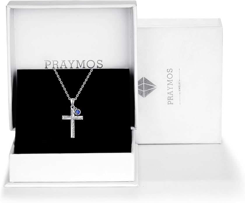 PRAYMOS Cross Necklace for Women Men, 925 Sterling Silver Simple Dainty Cross Necklace, Christian Religious Jewelry, Mothers Day Fathers Day Anniversary Birthday Gift