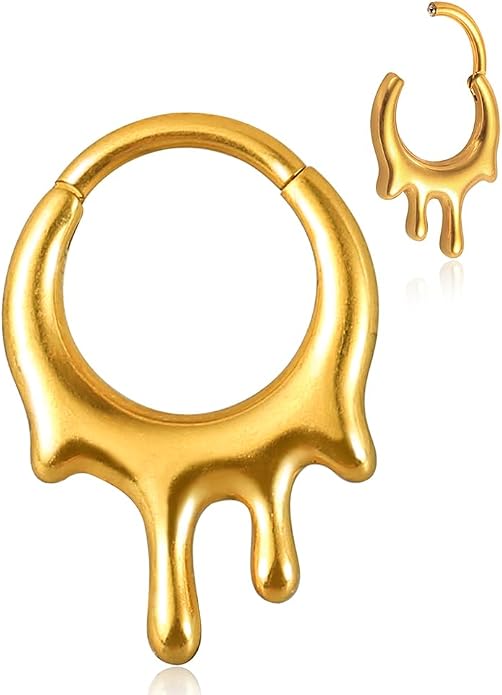 MOQIKAKA16G 8mm Septum Rings - Stainless Steel Segment Nose Rings for Women Men - Hinged Segment Nose Helix Cartilage Clicker Hoop Earrings for Daith Rook Tragus Piercing