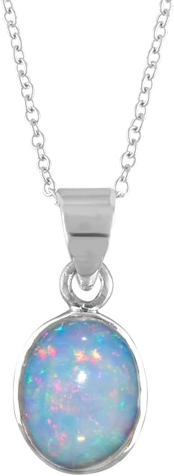 Raw Gemstone Dainty Pendant Necklace for Women, Trendy Healing Chakra Crystal, Birthstone Handmade 925 Sterling Silver Adjustable 18 inch Chain Jewelry, Birthday Gifts