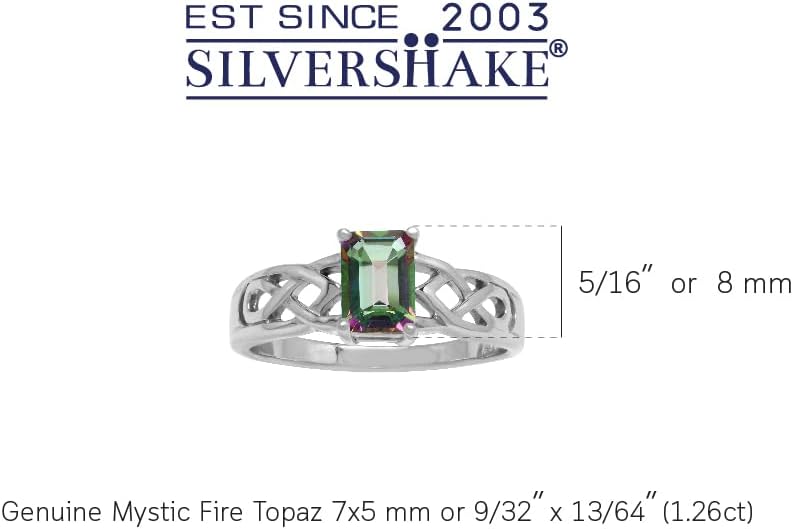 Silvershake 7X5mm Octagon Shape Birthstone Gemstone White Gold Plated or Yellow Gold Plated 925 Sterling Silver Scroll/Filigree Celtic Knot Solitaire Ring Jewelry for Women