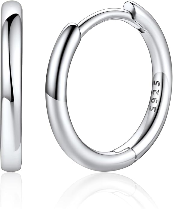 Silvora 14K Gold Plated Huggie Hoop Earrings for Women, Small Sterling Silver Hoops, Hypoallergenic Cartilage Earrings for Sensitive Ears 8/10/12/14/16/18/20MM
