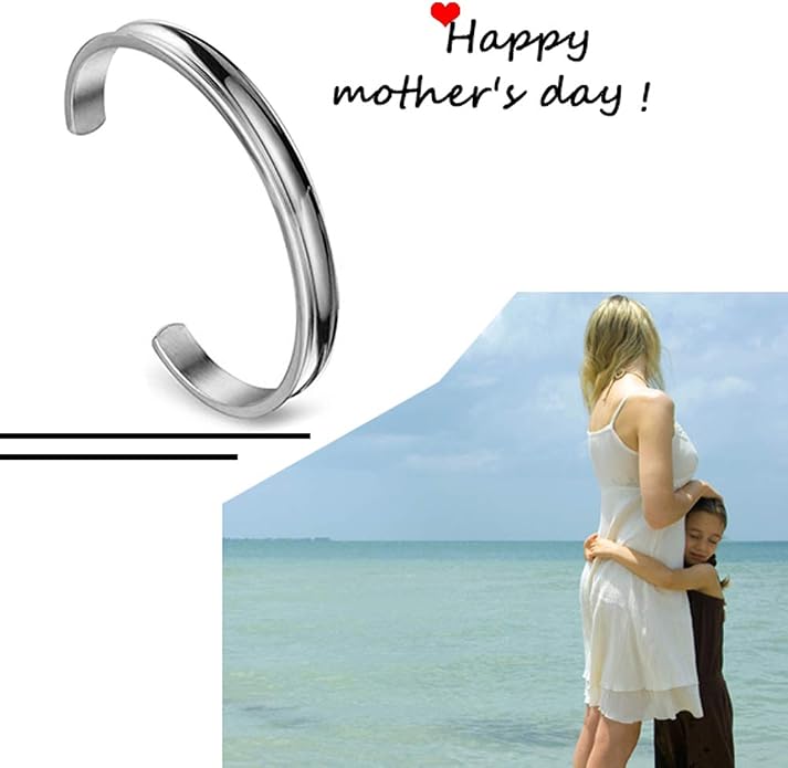 Zuo Bao Stainless Steel Bracelet Grooved Cuff Bangle for Women