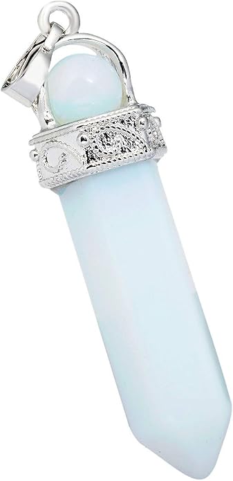 TUMBEELLUWA Crystal Point Necklaces Hexagonal Prism Stone Pendants with Chain Healing Jewelry Pack of 2