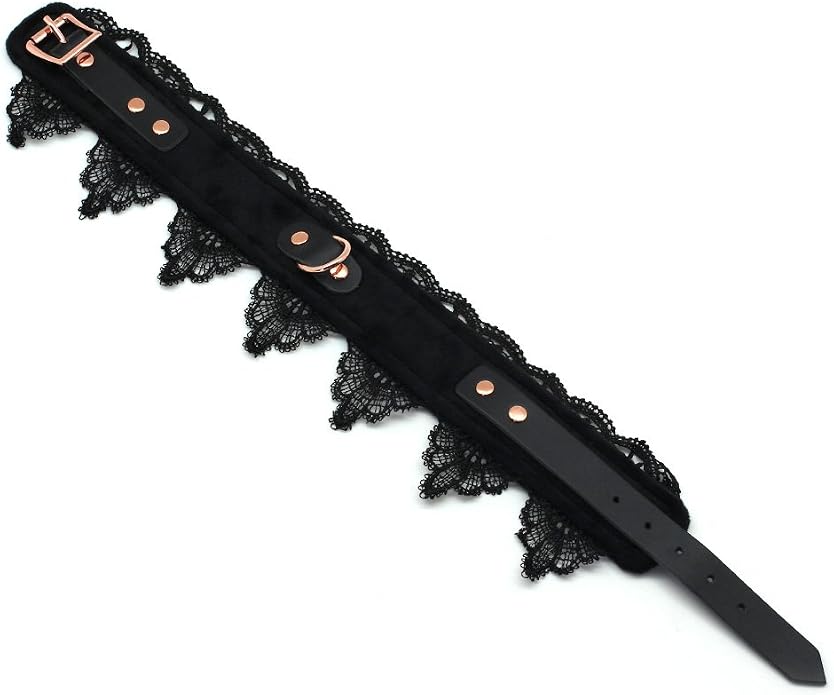 SMspade Leather Choker Collar Black Lace Chokers Set for Men Women Girls