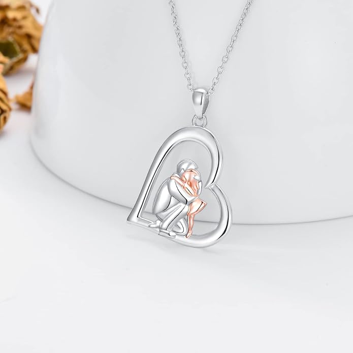 PROESS S925 Sterling Silver Daughter Heart Pendant Necklace from Dad Mom I Love You Forever Jewelry