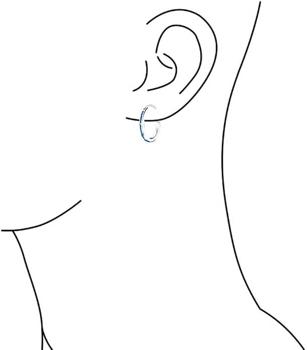 Bling Jewelry White Created Opal Inlay Iridescent Huggie Hoop Earrings .925 Sterling Silver October Birthstone