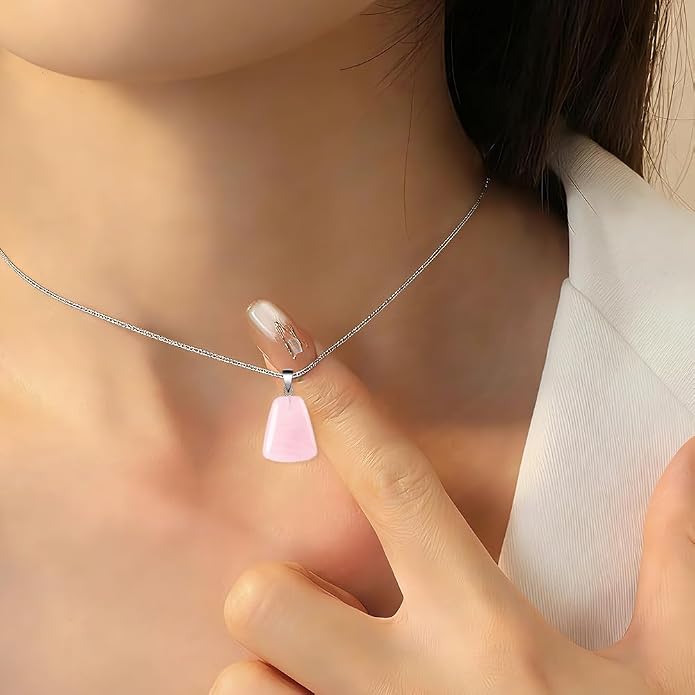 iSTONE 925 Sterling Silver Natural Crytral for Womens Pendant Necklace, Gemstone Birthstone with 17.8" Silver Chain Ladies