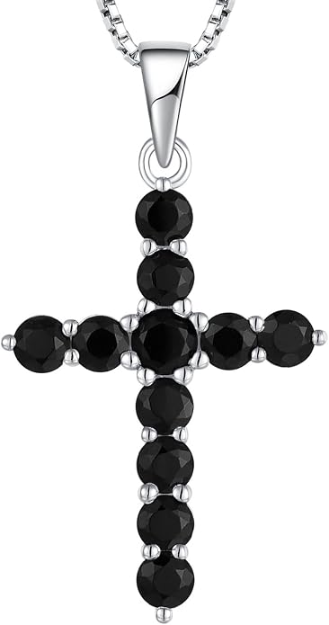 STARCHENIE Cross Necklace Sterling Silver Crucifix Pendant Gemstones Jewelry for Women