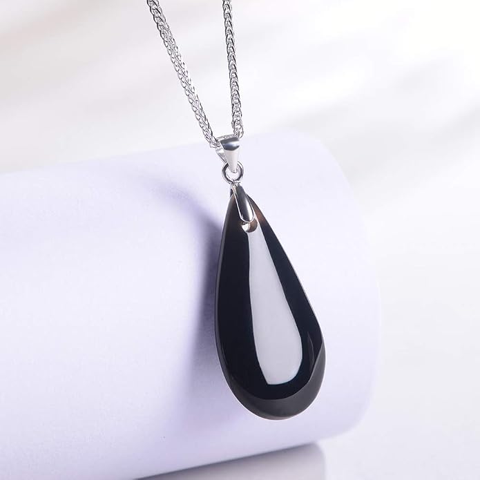 iSTONE 925 Sterling Silver Natural Crytral for Womens Pendant Necklace, Gemstone Birthstone with 17.8" Silver Chain Ladies